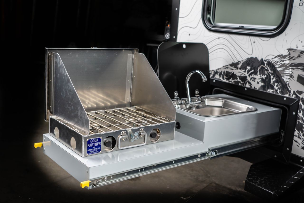 Skookum off-road trailer outdoor kitchen