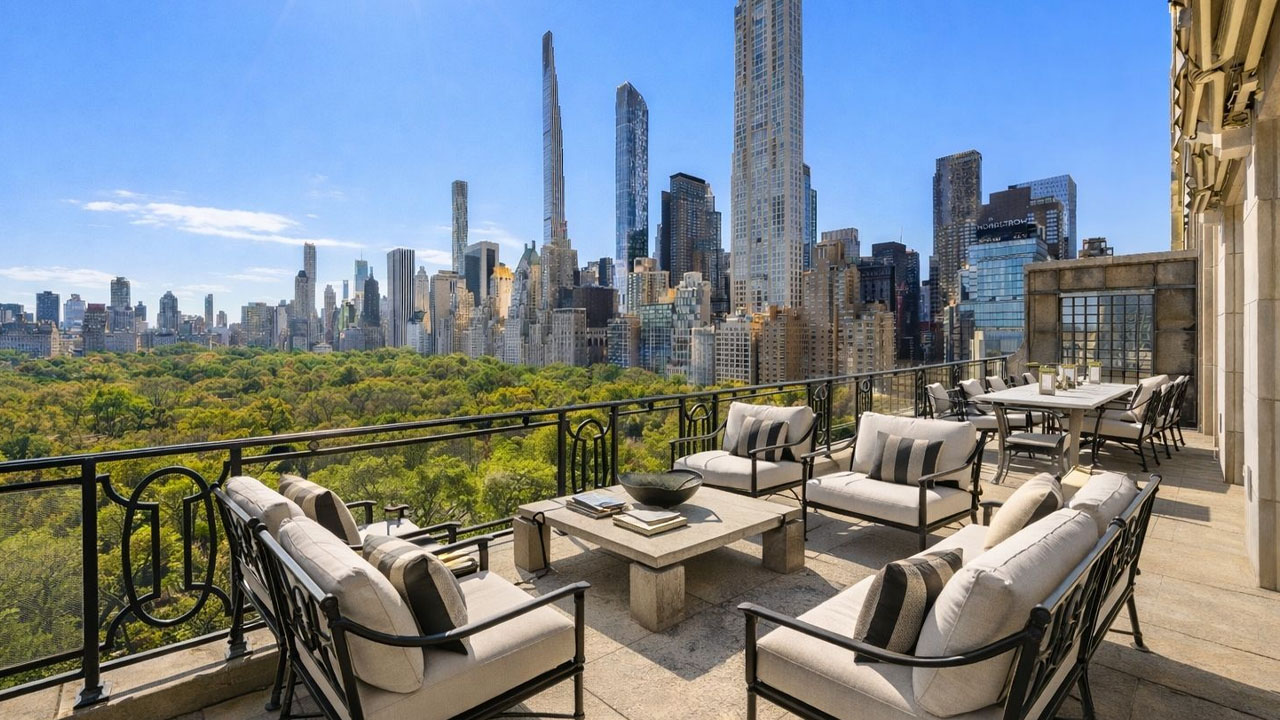 The terrace offers iconic views of Central Park.