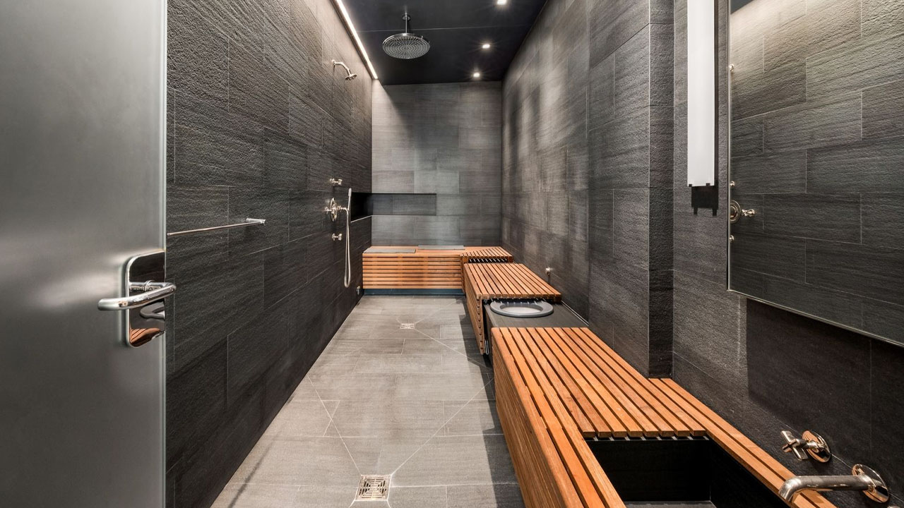 Sauna in the spa-style bathroom