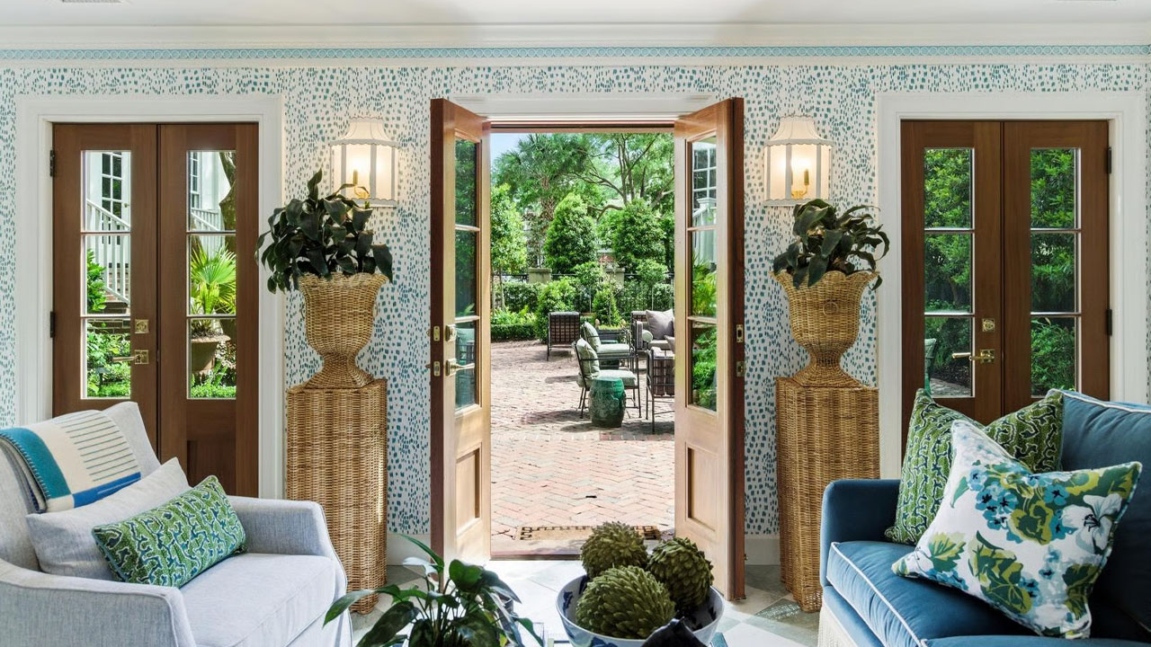 Gorgeous interior open into outdoors through French Door