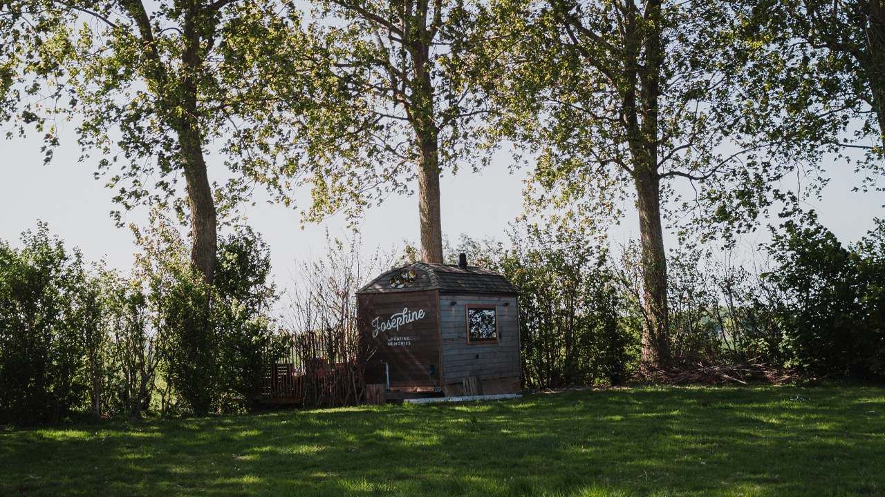 The hand-painted Josephine signature branding gives boutique-like feeling to the tiny house