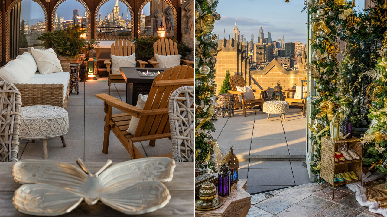 The monarch butterfly decor and the sun room