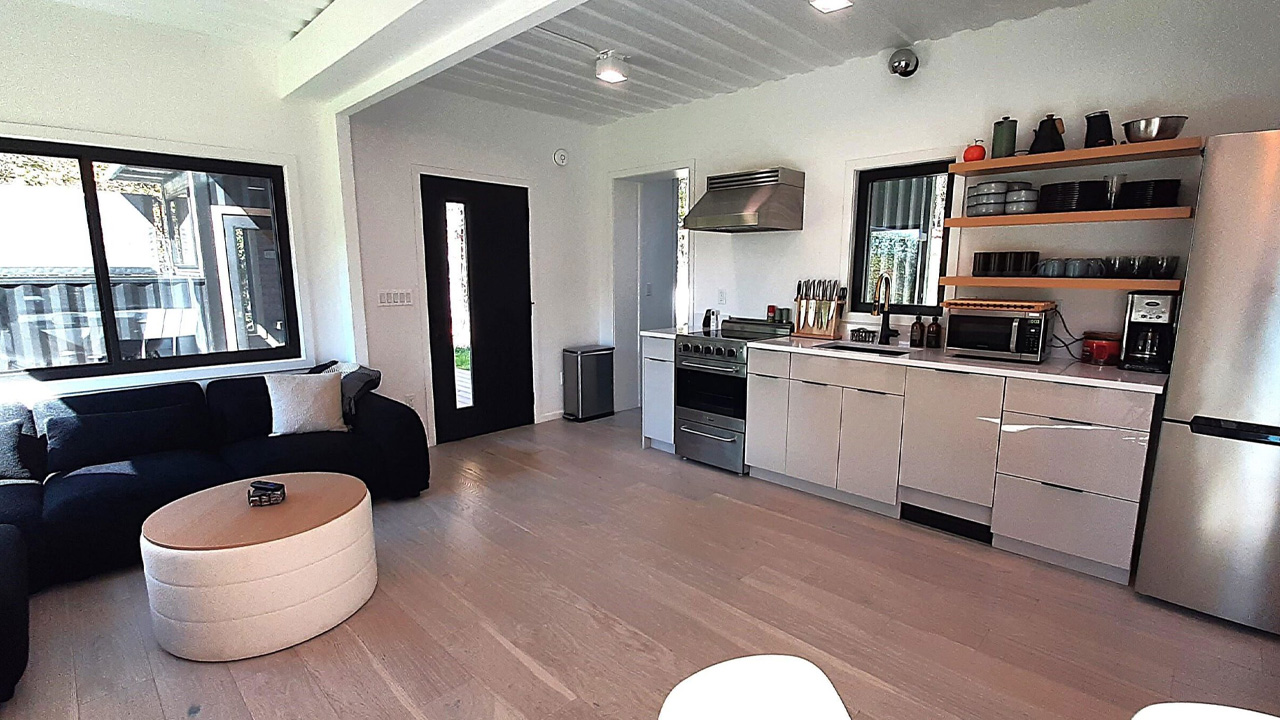 The spacious layout of the Vermont villa is bright and airy.