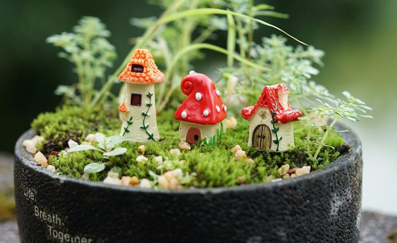 Tiny Light Yellow Fairy House
