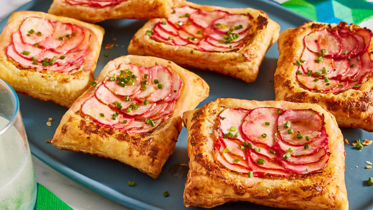 Upside-Down Puff Pastry Radish Tarts