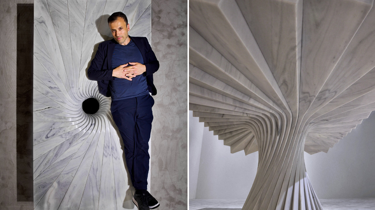 leaning table by Paul Cocksedge