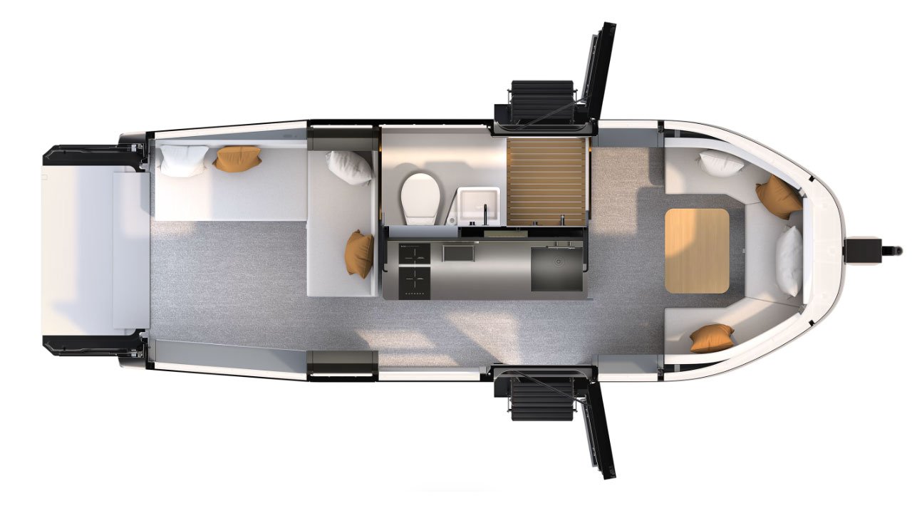 Aboard Extended-Range Electric Camper Trailer
