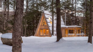 Artist and Engineer Built Tiny A-Frame Cabin as Their Custom-Built Vacation House