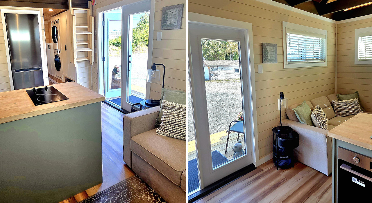 Entrance of Berenstein tiny house on wheels
