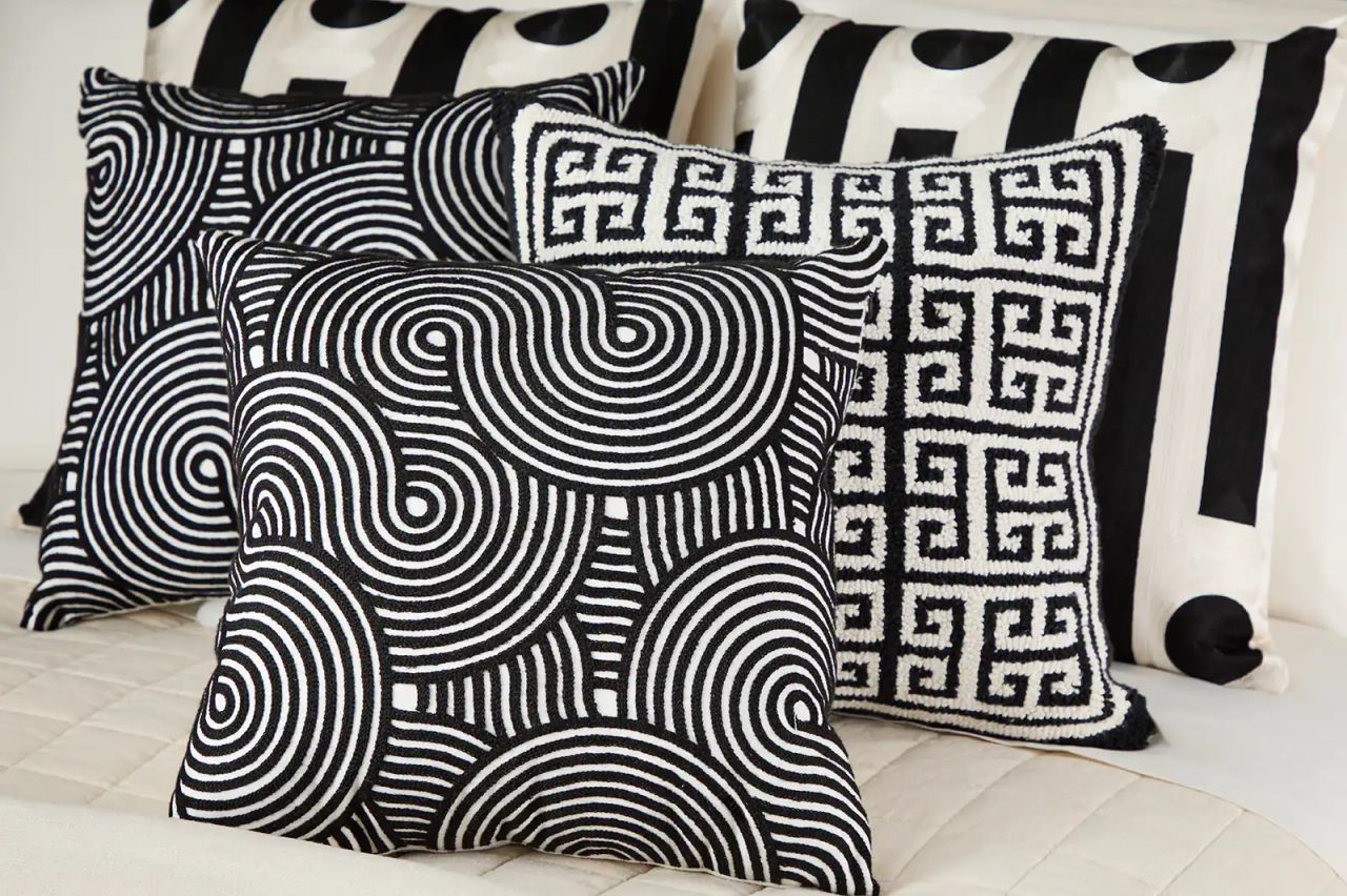 Black & White Swirl Stripe Pillow