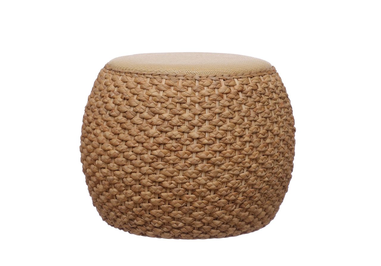 Brown Rattan Ottoman
