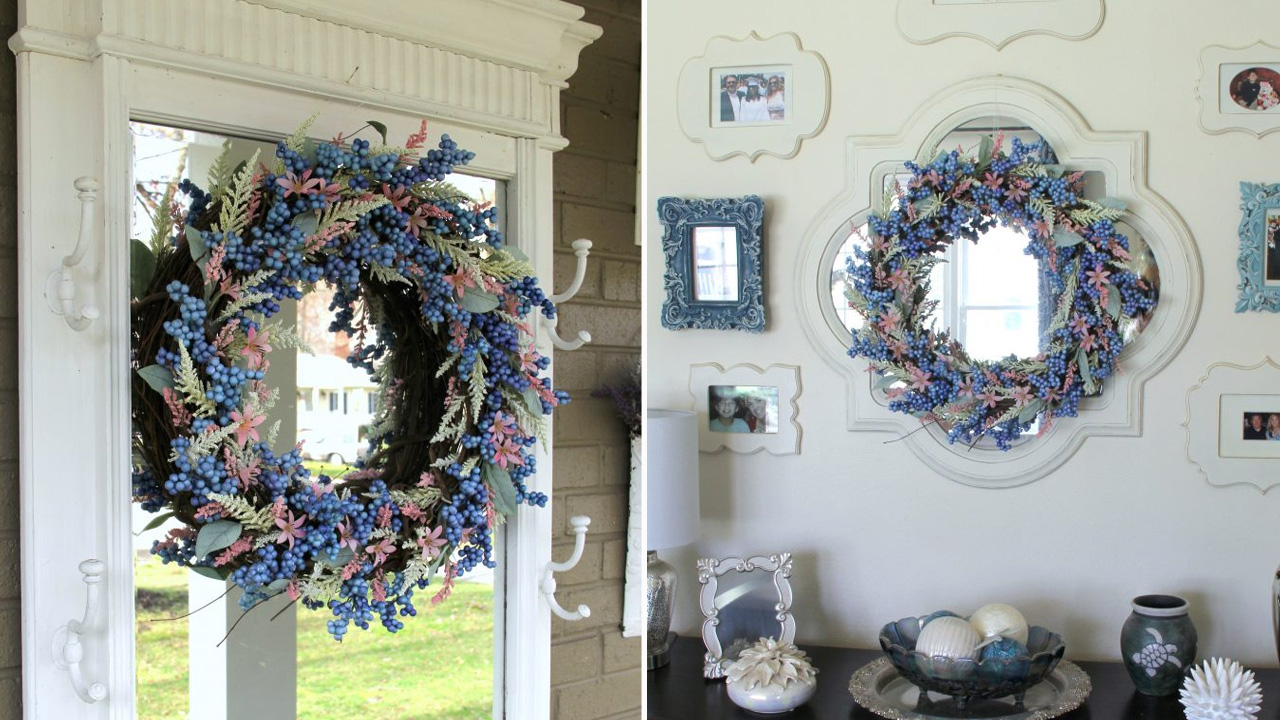 DIY Pink & Blue Easy Spring Wreath