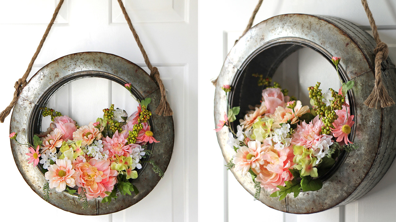 Farmhouse Style Tire Wreath