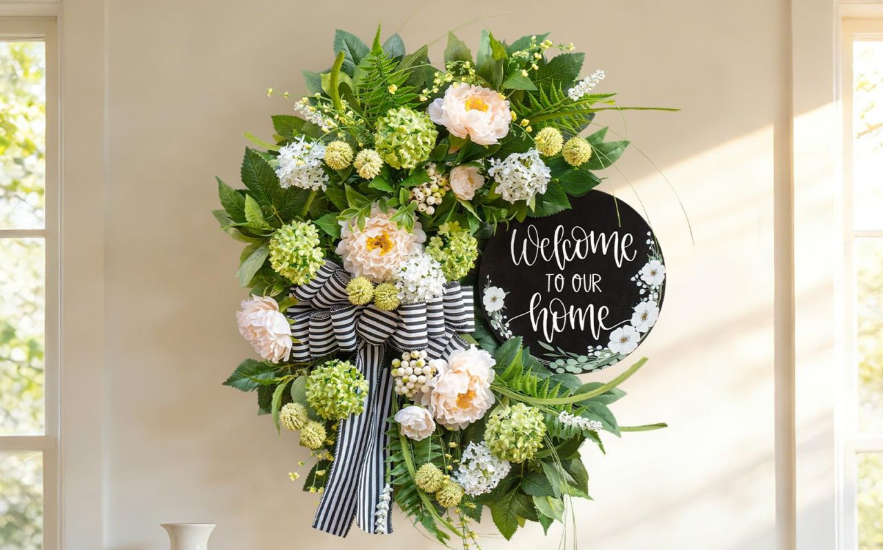 Half Circle Summer Wreath with Hydrangea