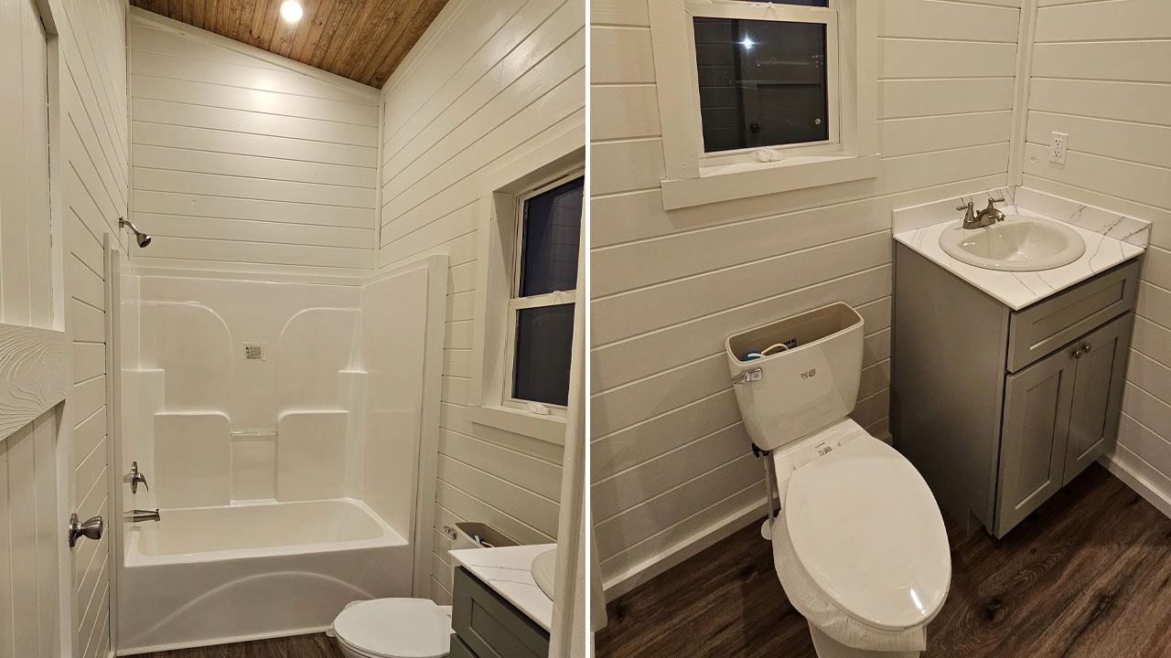 the full bathroom has complete white interior