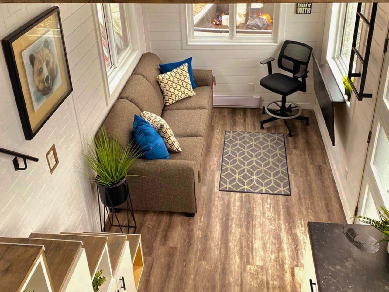 Interior of Koala Bear tiny house on wheels