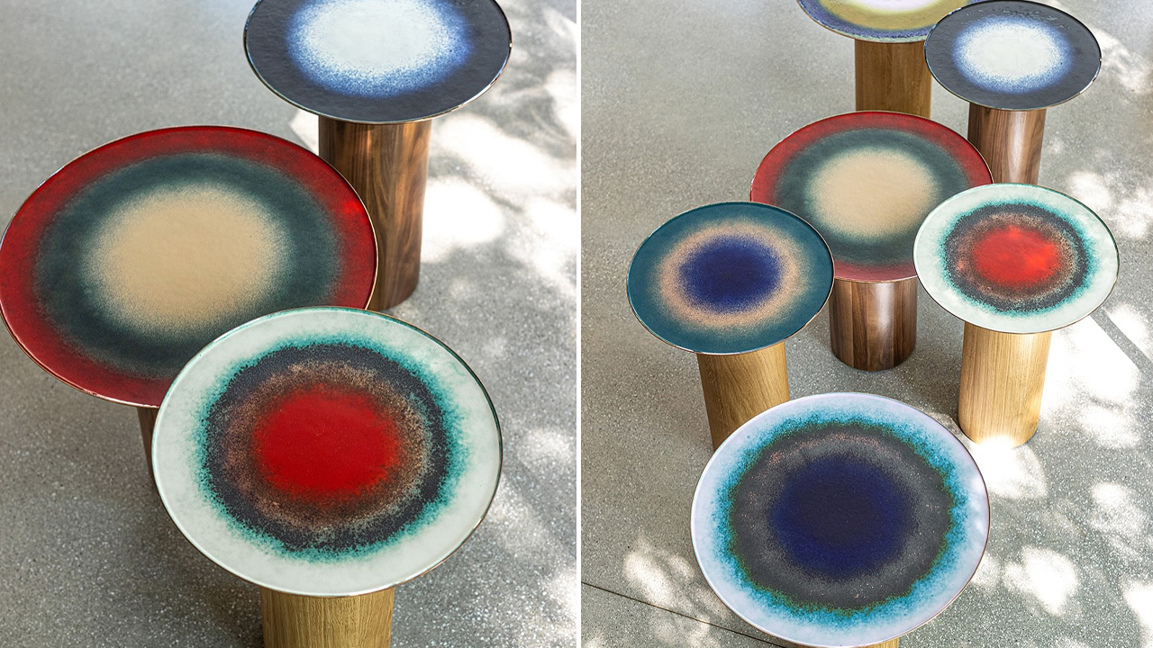 Mangiafuoco Copper-Enamel Low Stools by Zanellato/Bortotto