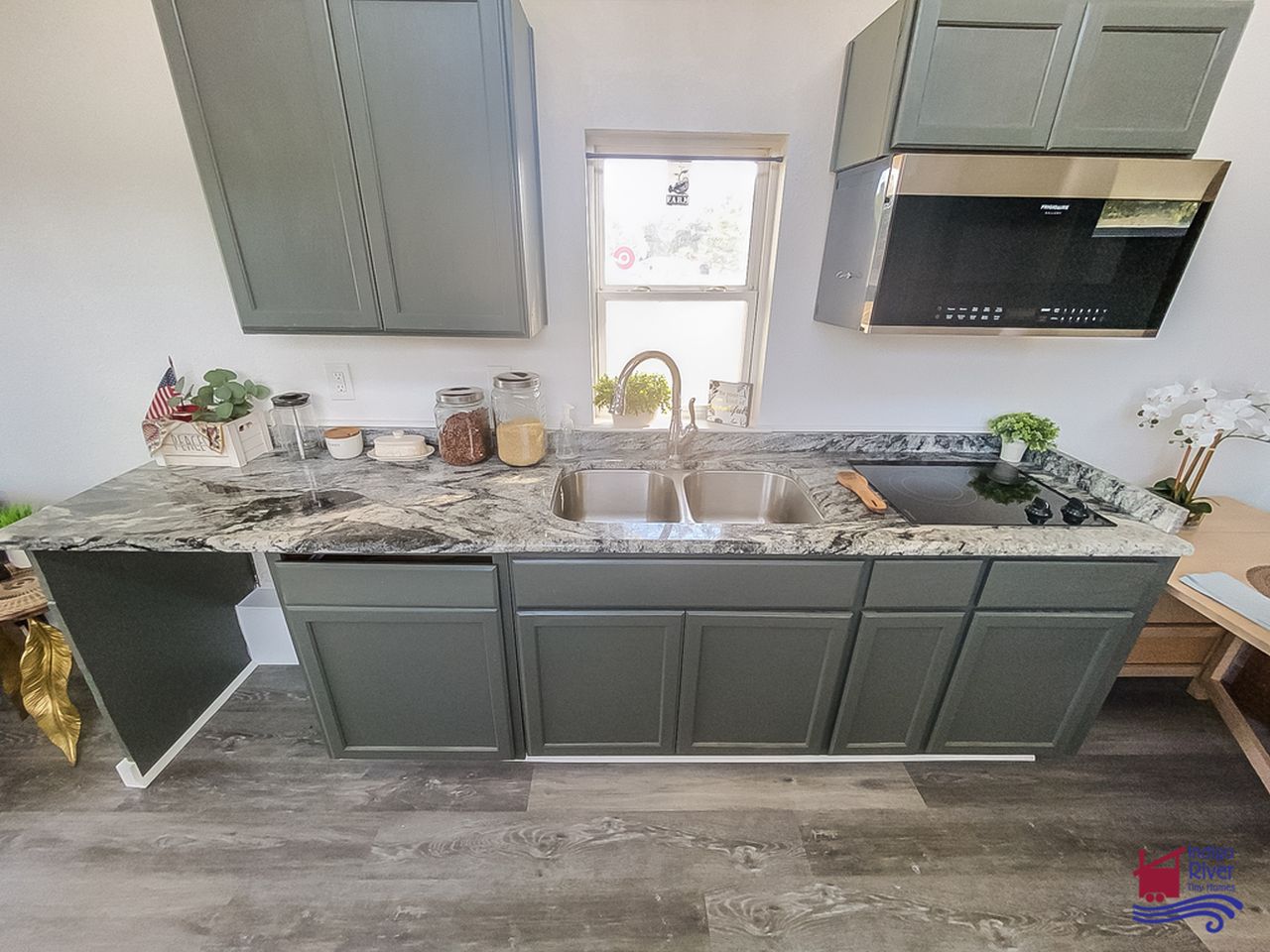 Kitchen of Othello tiny home on wheels