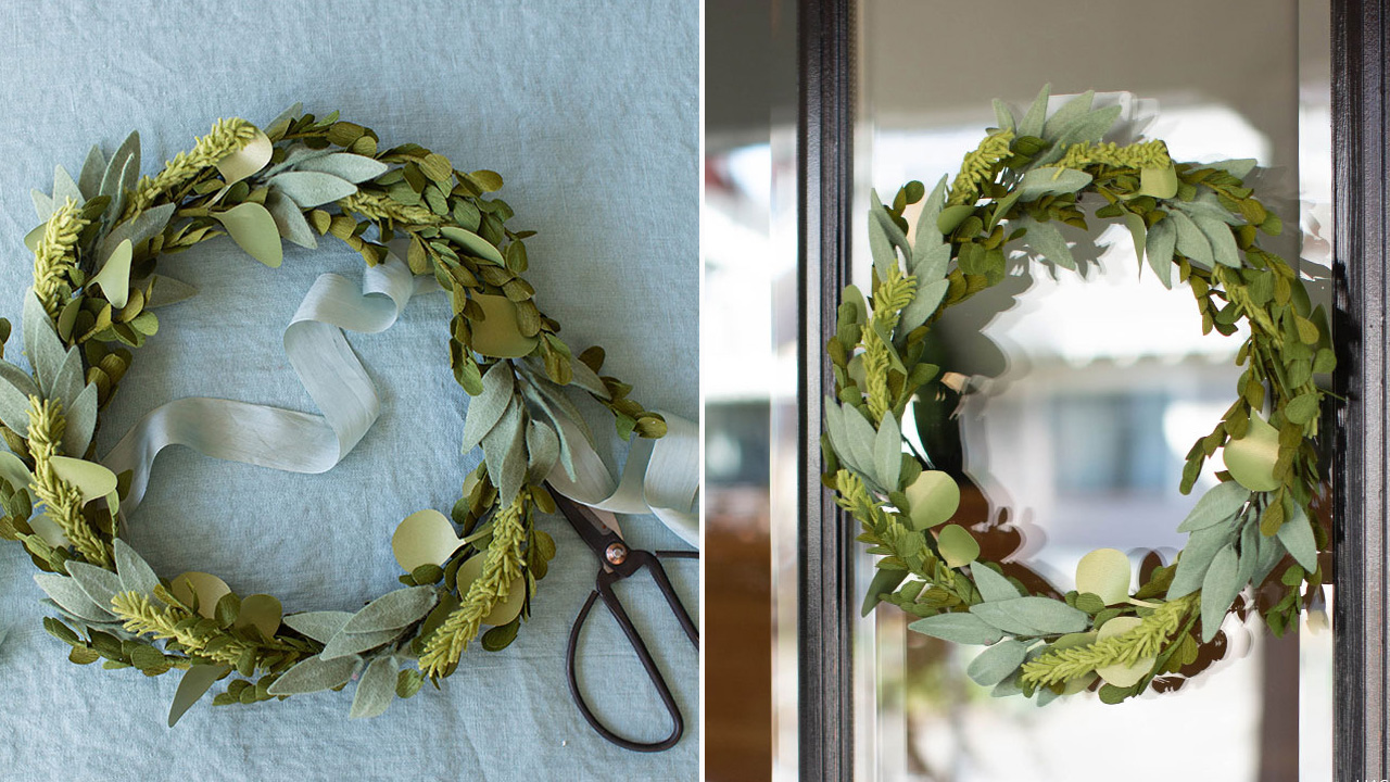 Paper and Felt Spring Greenery Wreath