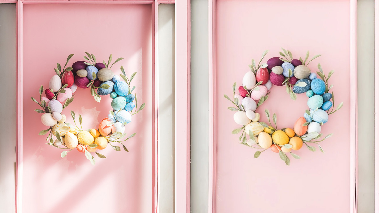 Rainbow Easter Egg Wreath