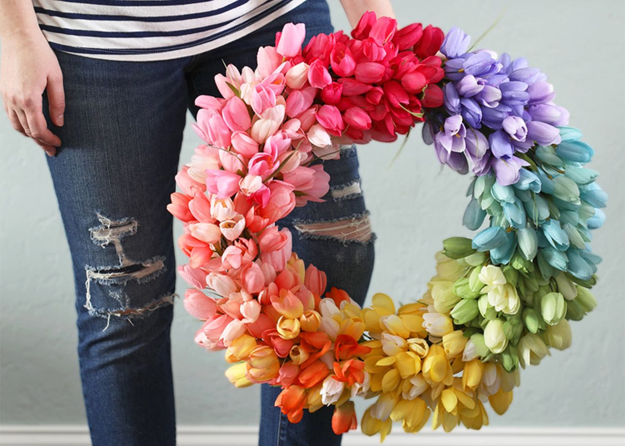 Rainbow Tulip Wreath