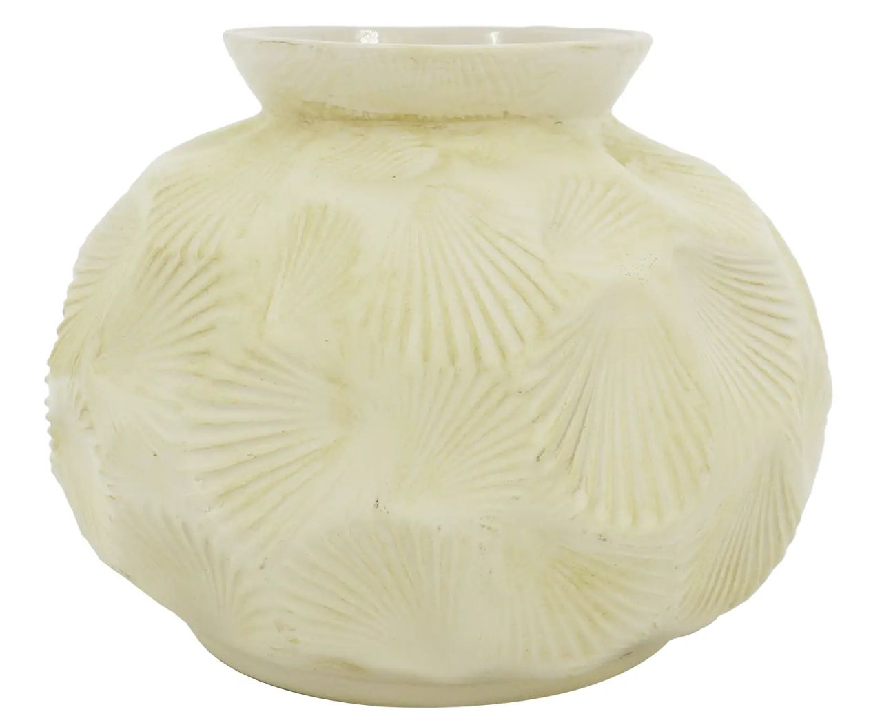 Seashell Embossed Round Ceramic Vase