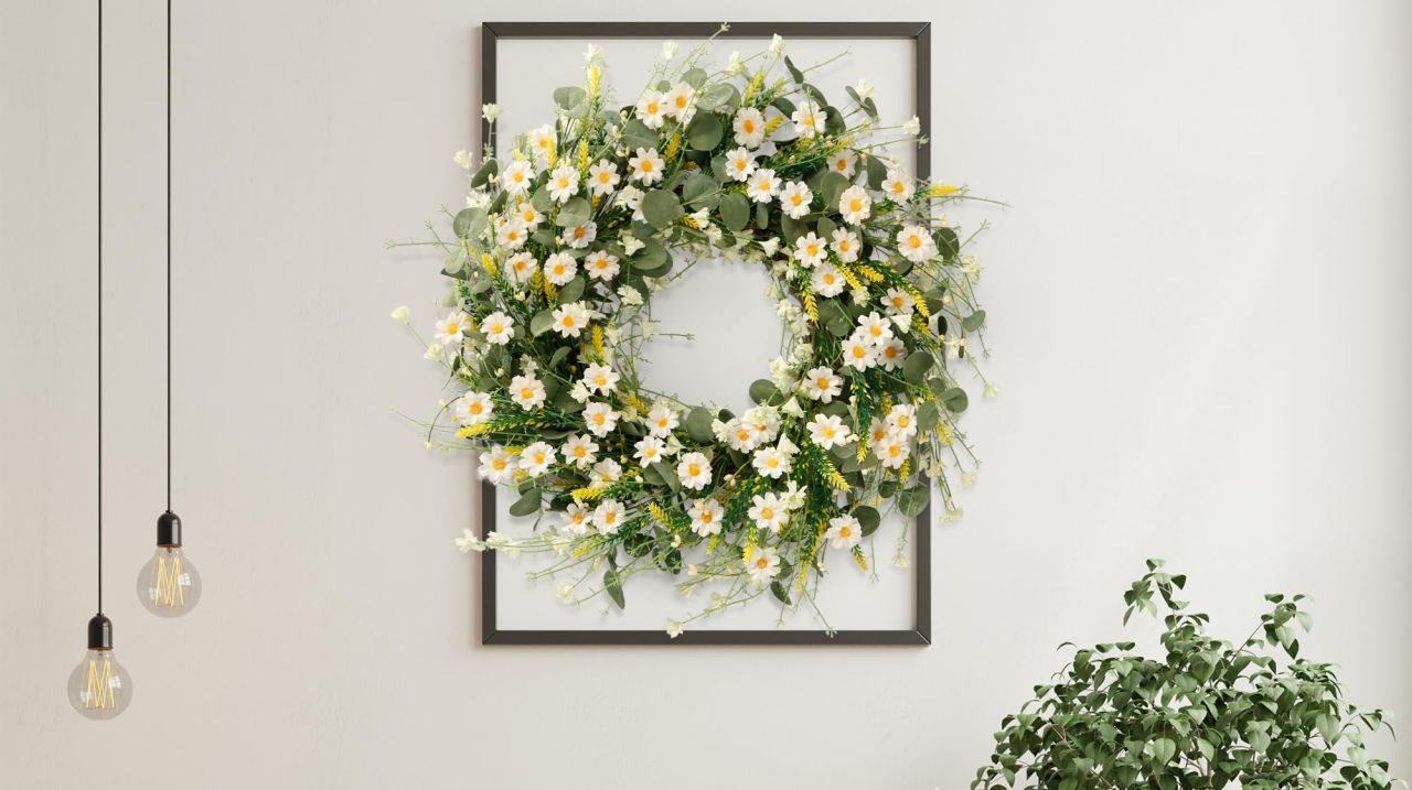 Sggvecsy White Daisy Wreath