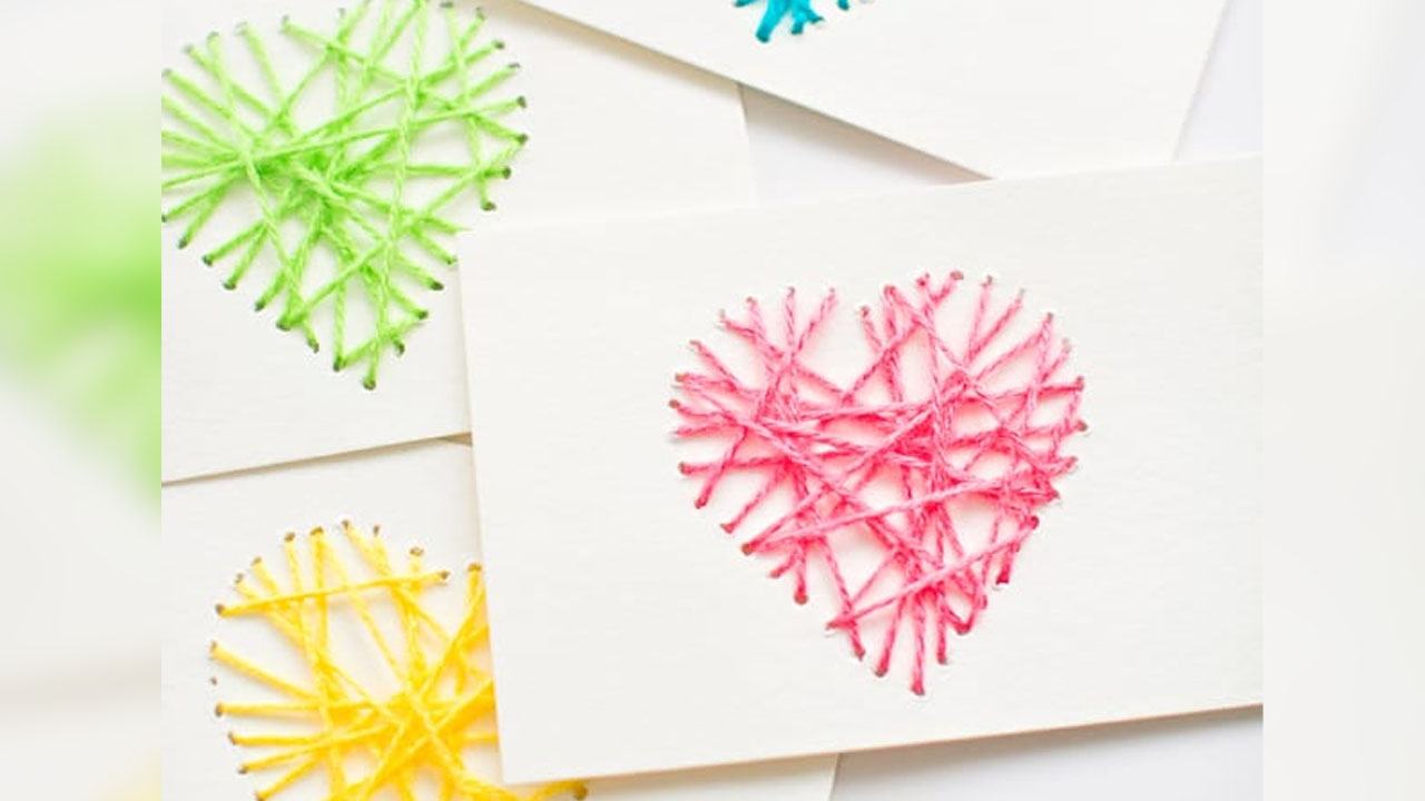 String Heart Yarn Cards