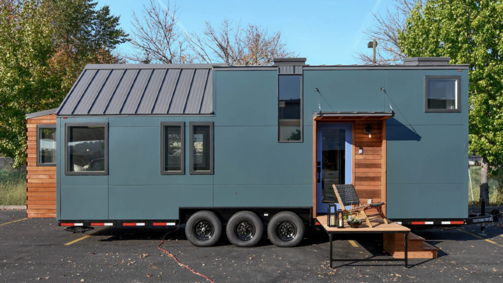 Urban Kootenay is Custom-Built Tiny House With Tiled Electric Fireplace, Hickory Floors Urban Kootenay Tiny House