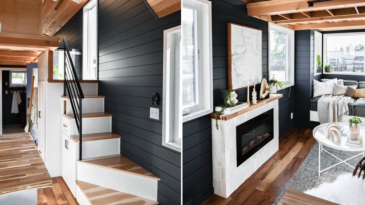 Urban Kootenay Tiny House - fireplace