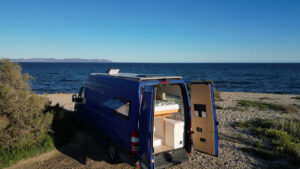 Couple Turns Cargo Camper Van Into Cozy Home on Wheels for Never-Ending Life on Road Victoria and Arminas Camper Van Conversion_exterior