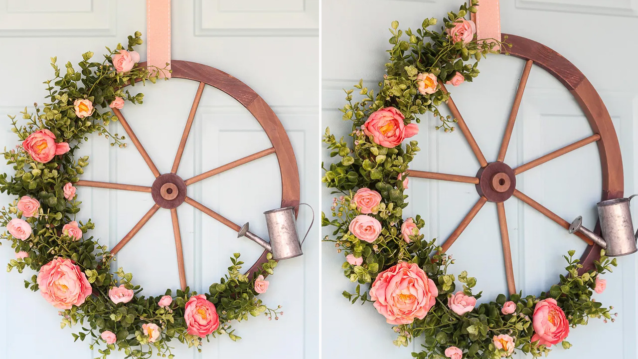 Wagon Wheel Farmhouse Style Wreath