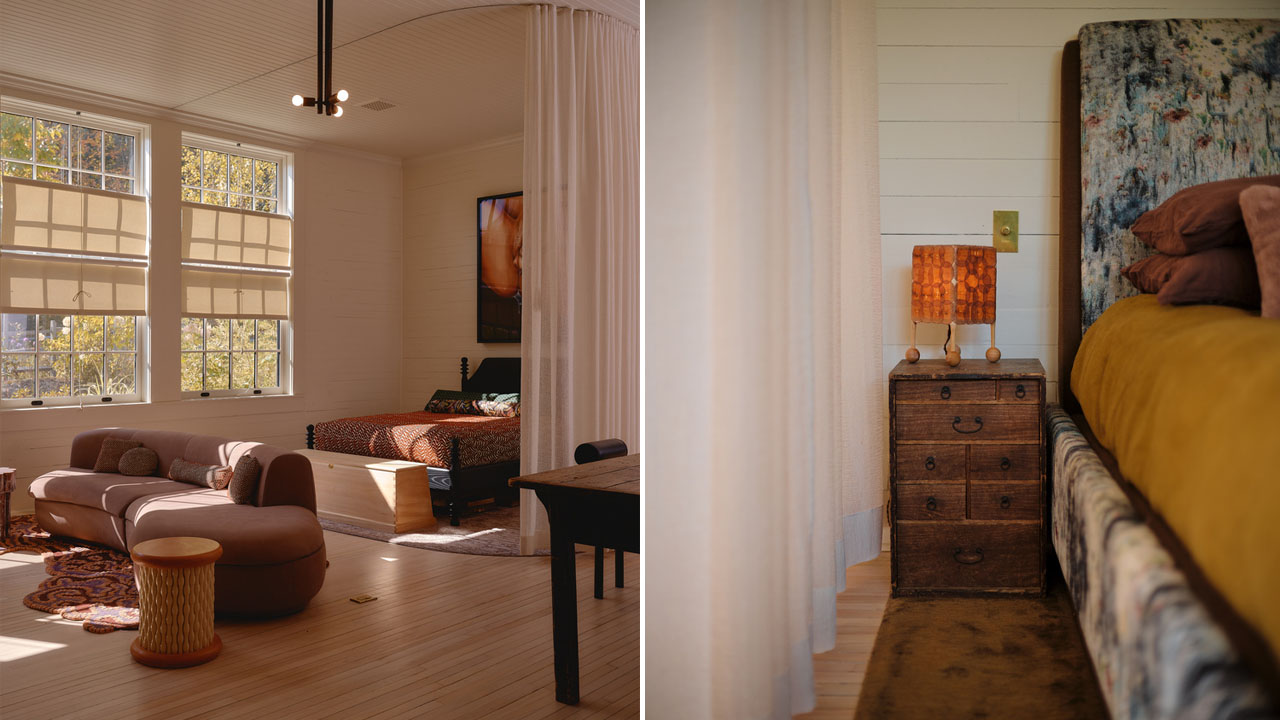 Decorative lamp in cozy bedroom