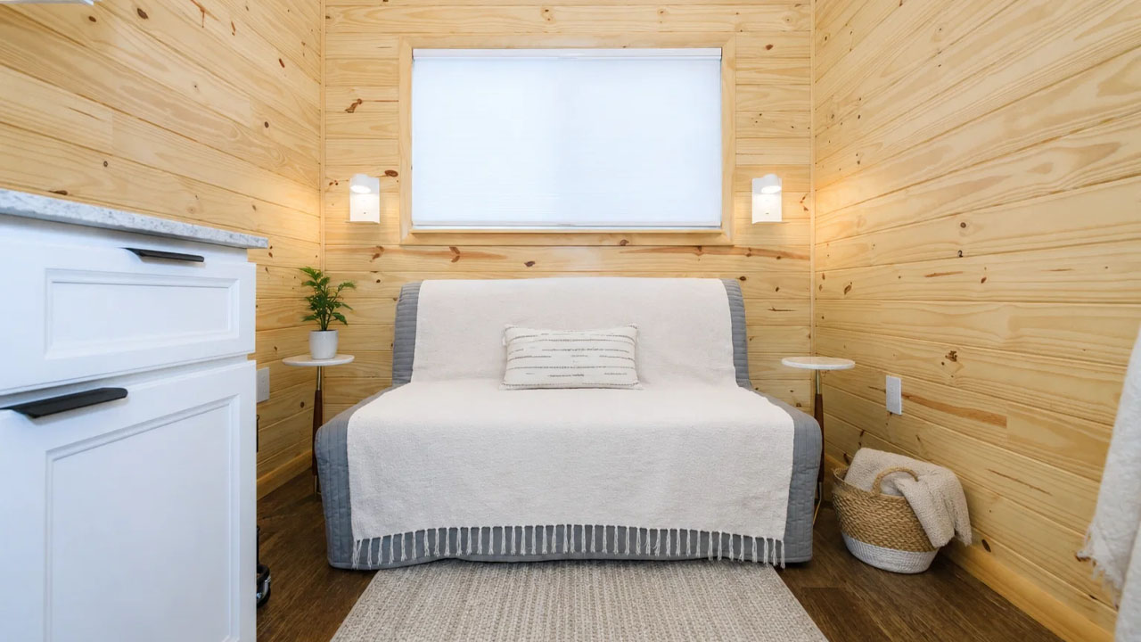 The sleeper sofa accommodates additional person