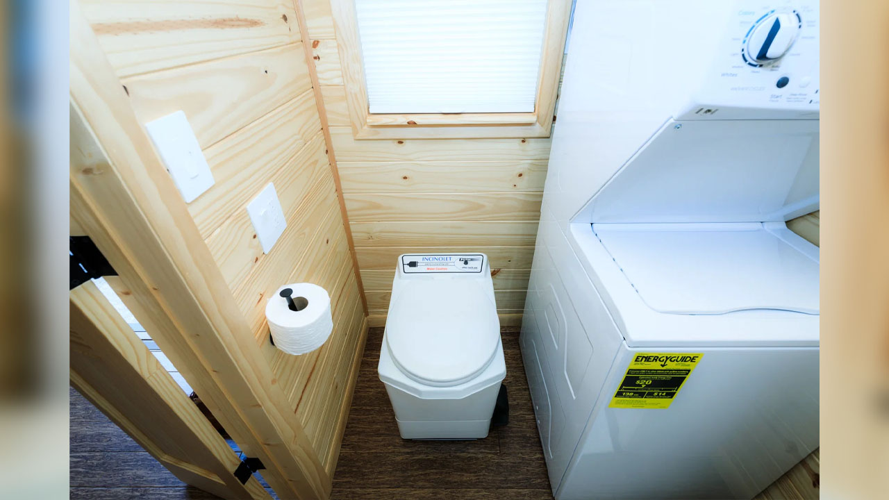 The electric incinerating toilet in the bathroom
