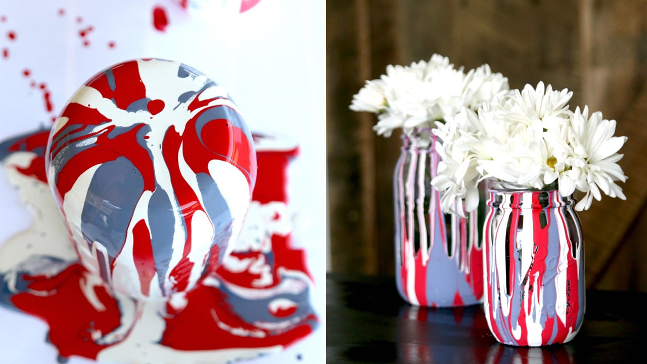 Drip Painting Mason Jars DIY