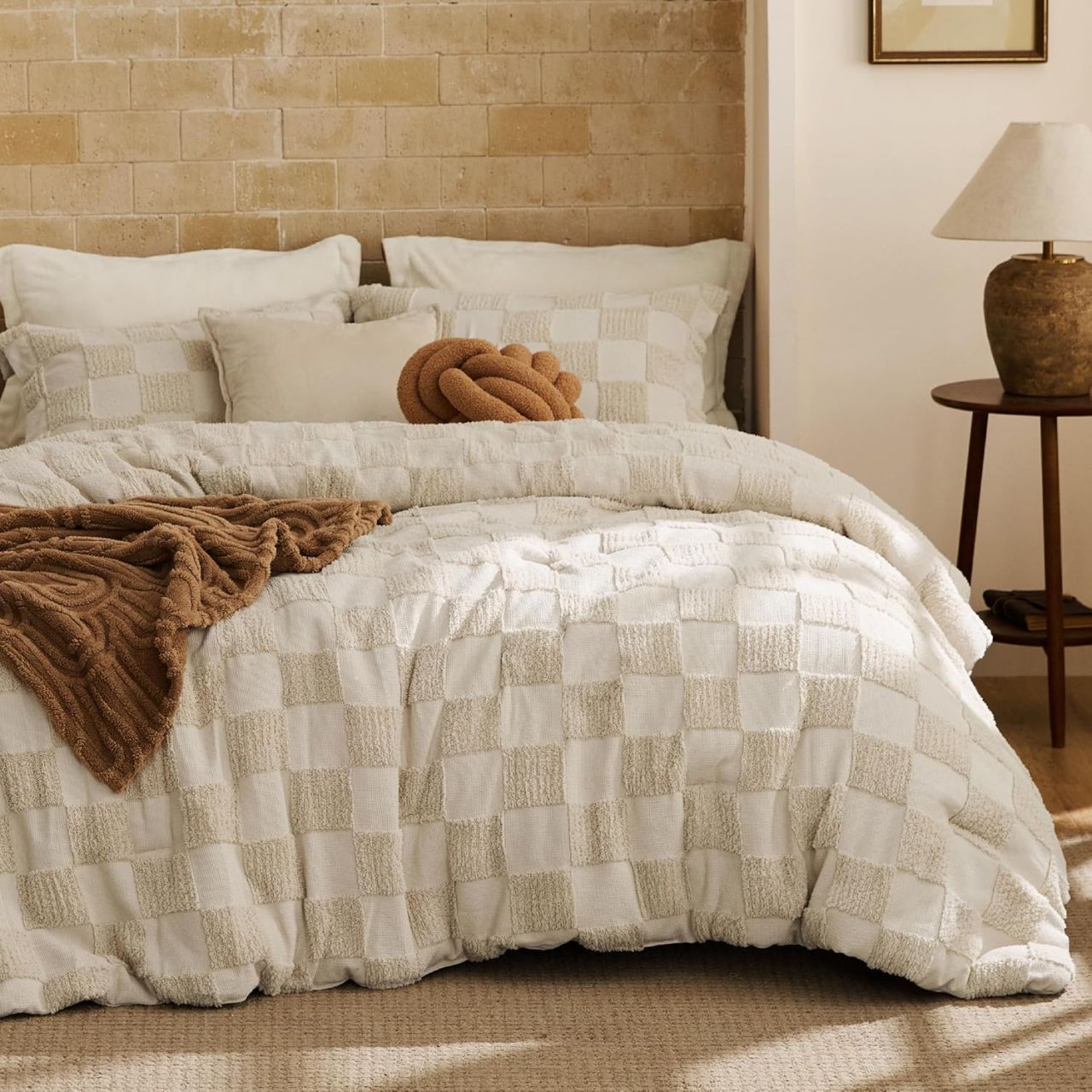 Bedsure Tufted Checkered Comforter Set