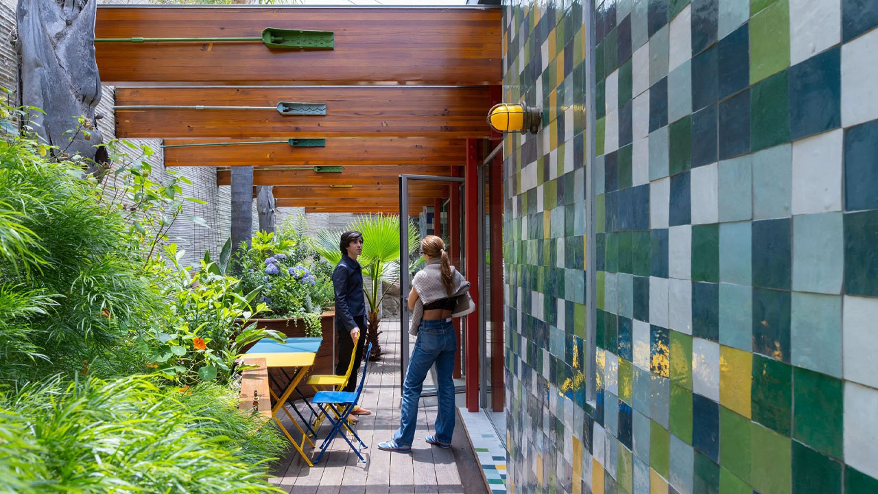 The young architect in the concealed garden behind the house