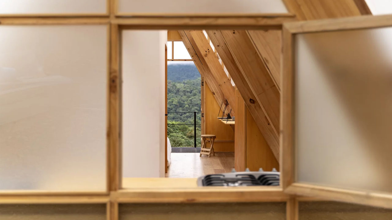 A glimpse of cozy wooden interior of Casa 6-3 cabin