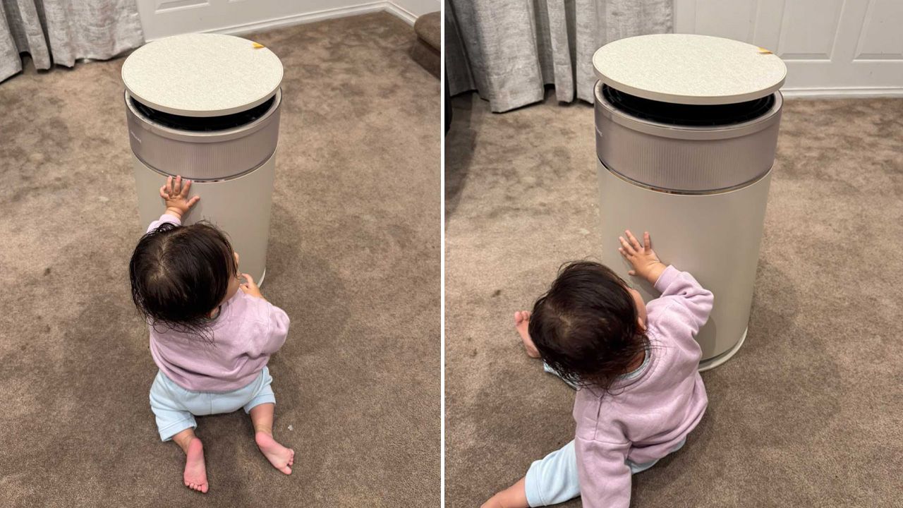 Dreame FP10 Air Purifier next to a toddler
