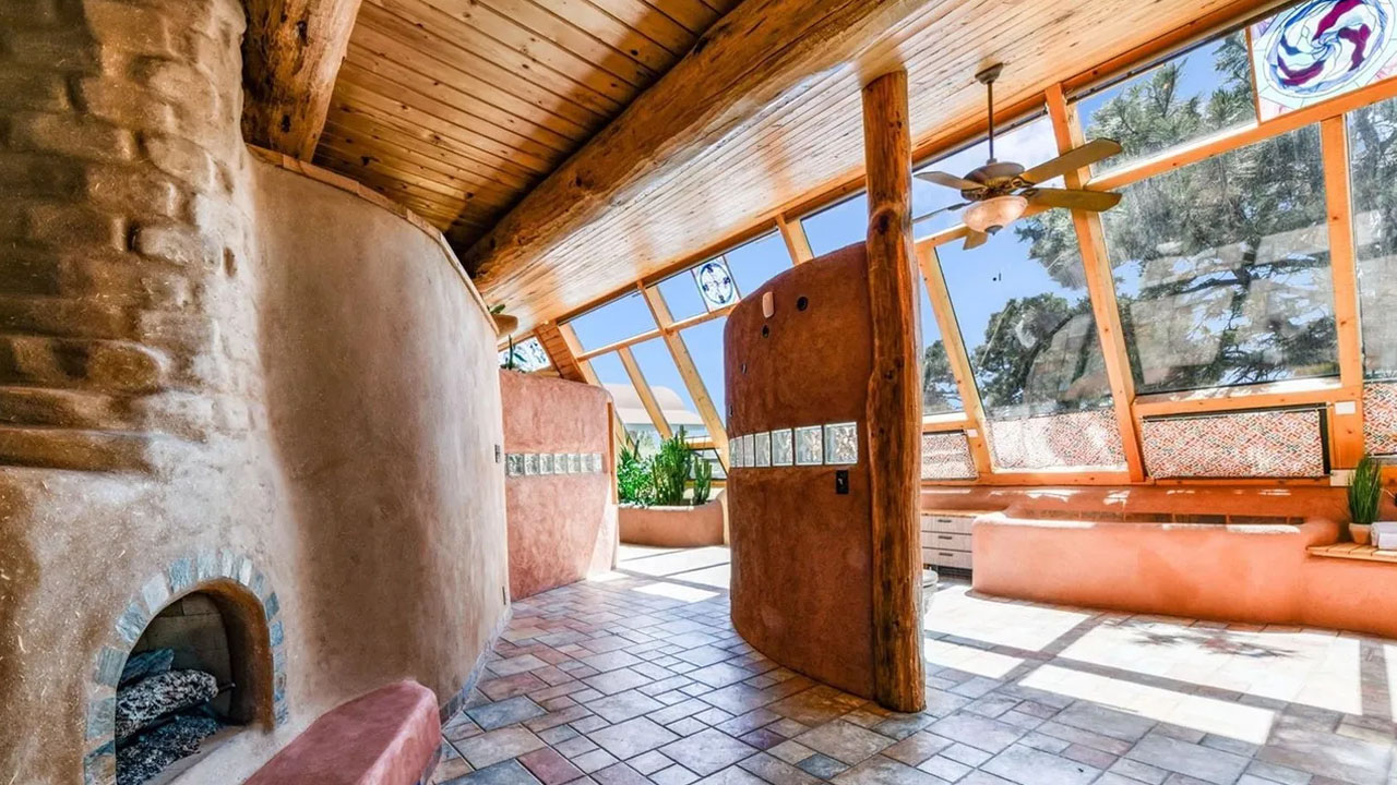 Earth Home for Sale in Black Forest Colorado - fireplace