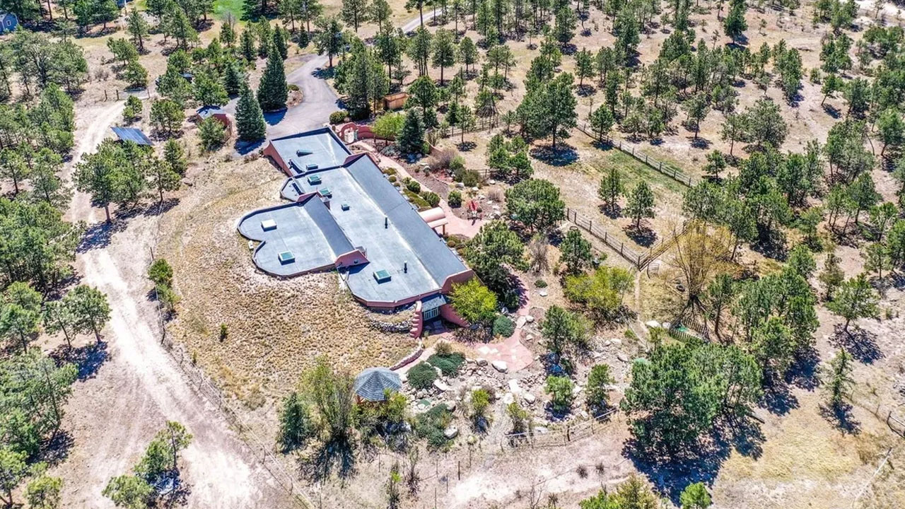 Earth Home for Sale in Black Forest Colorado - aerial view