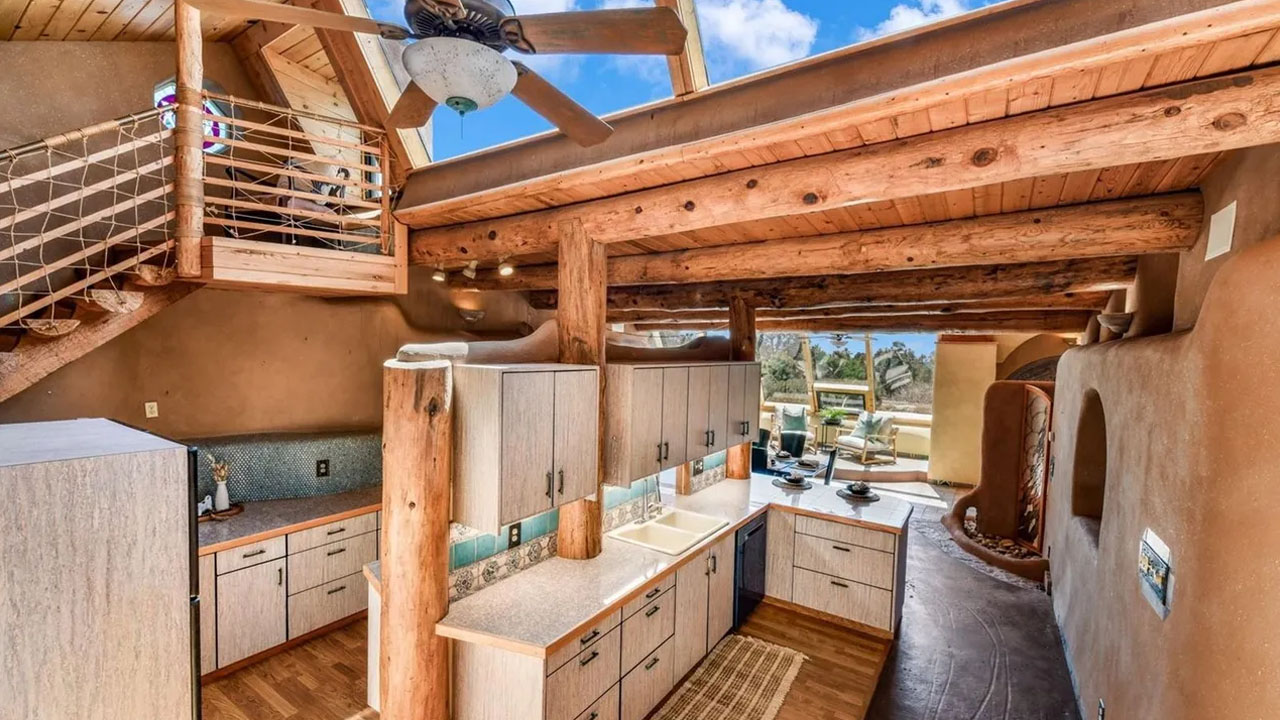 Earth Home for Sale in Black Forest Colorado - kitchen under skylights