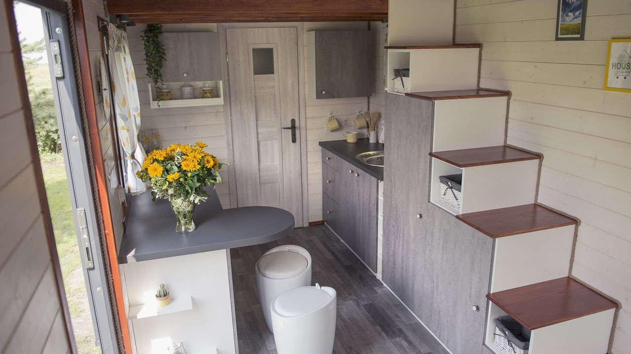 The open floor layout maintains fluidity