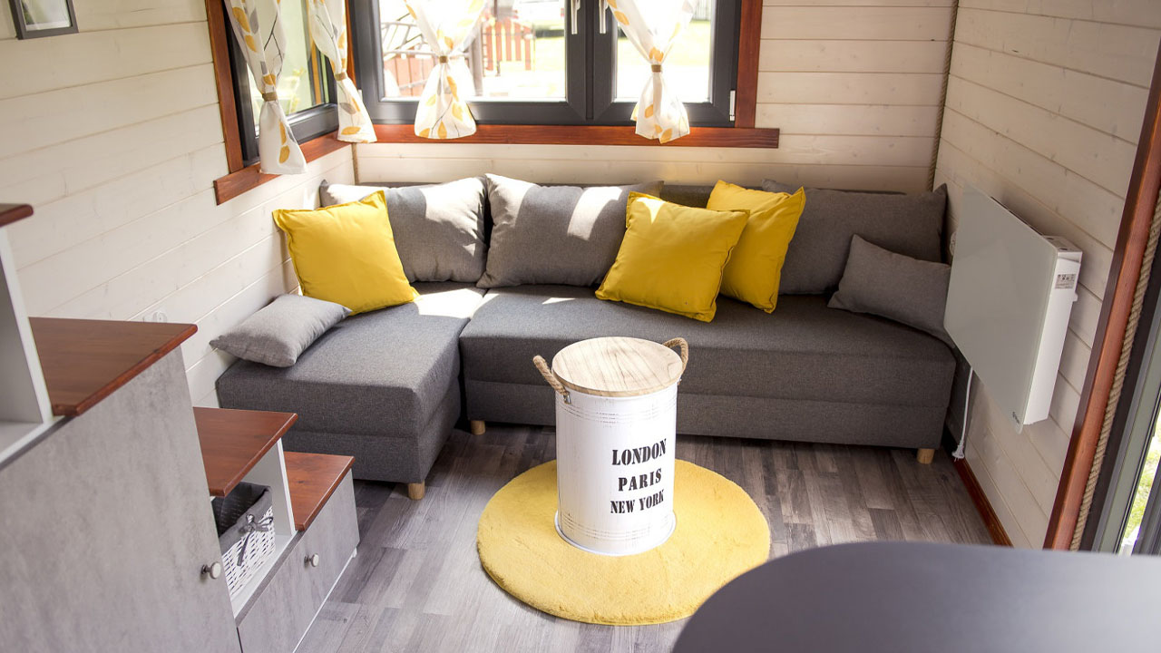 The convertible sofa provides additional sleeping space