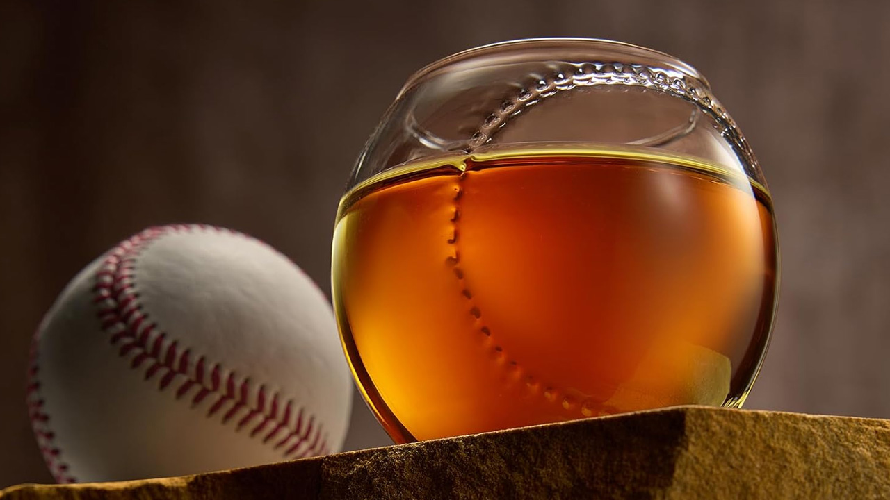 Father's Day gifts for sports fan dad - Baseball Whiskey Glass