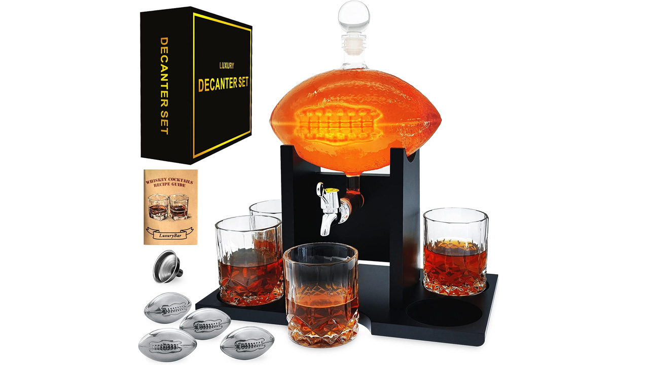 Father's Day gifts for sports fan dad - Football Whiskey Decanter