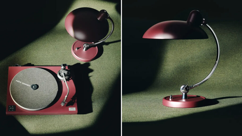 Technics Ties Knot With Fritz Hansen to Release Burgundy Turntable & Matching Lamp Fritz Hansen x Technics Turntable and lamp