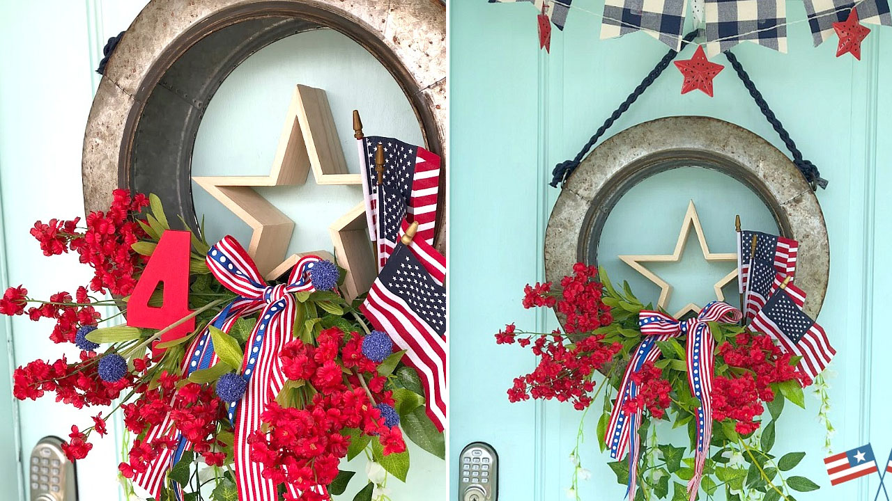 Galvanized Farmhouse Flag Wreath