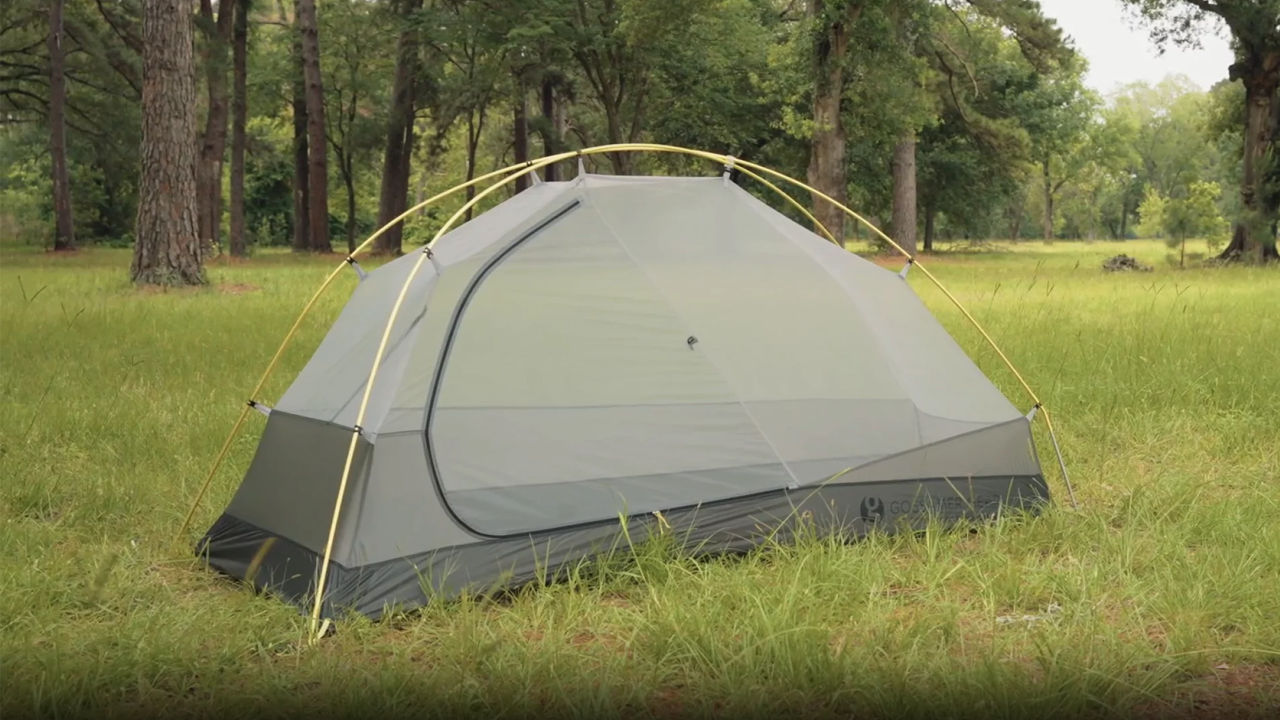 Gossamer Gear Free solo tent pitched